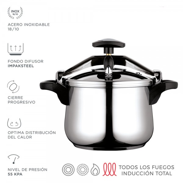 Olla clasica bombeada 6l inoxidable 18/10 fagor ø23,5x17cm - APLÍCALE VALE 6€ DESCUENTO