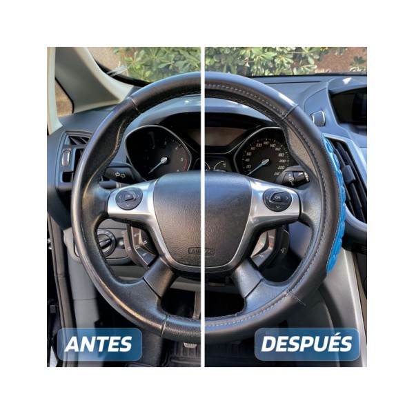 Funda Volante Coche Universal Modelo Blue Gel Color Negro Azul Poli Piel 37-39 cm con Gel Antideslizante Transpirable